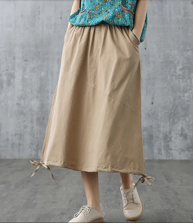 Casual Cotton Linen loose fitting Women's Skirts DZA200844