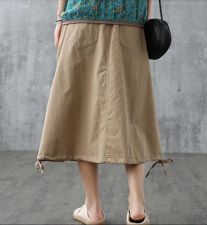 Casual Cotton Linen loose fitting Women's Skirts DZA200844