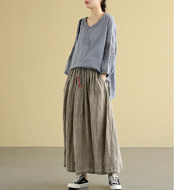 Casual linen loose fitting Women's Skirts  DZA2005106