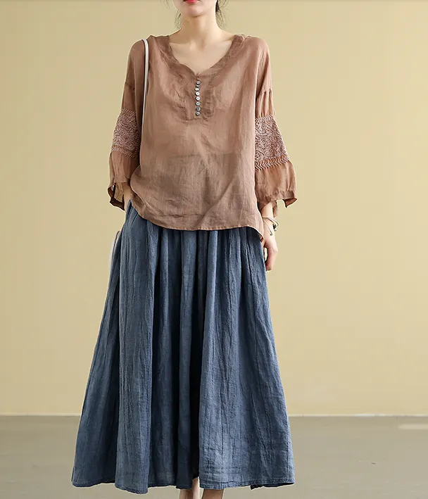 Casual linen loose fitting Women's Skirts  DZA2005106