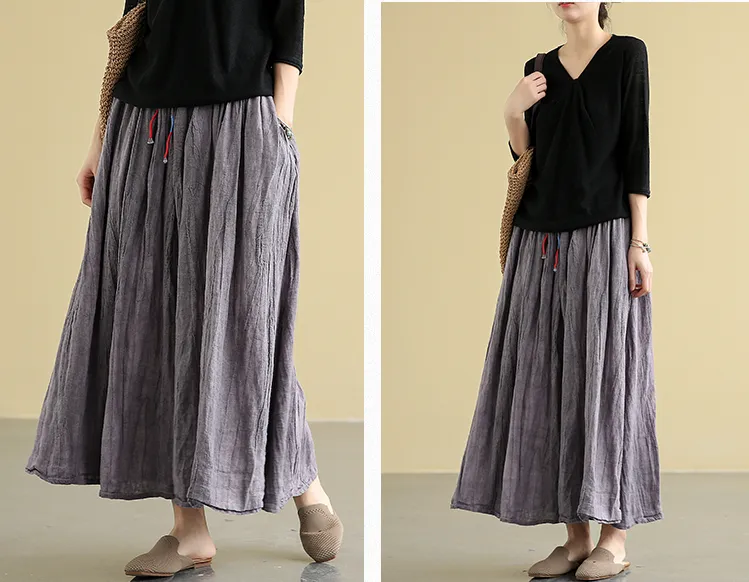 Casual linen loose fitting Women's Skirts  DZA2005106