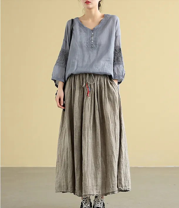 Casual linen loose fitting Women's Skirts  DZA2005106