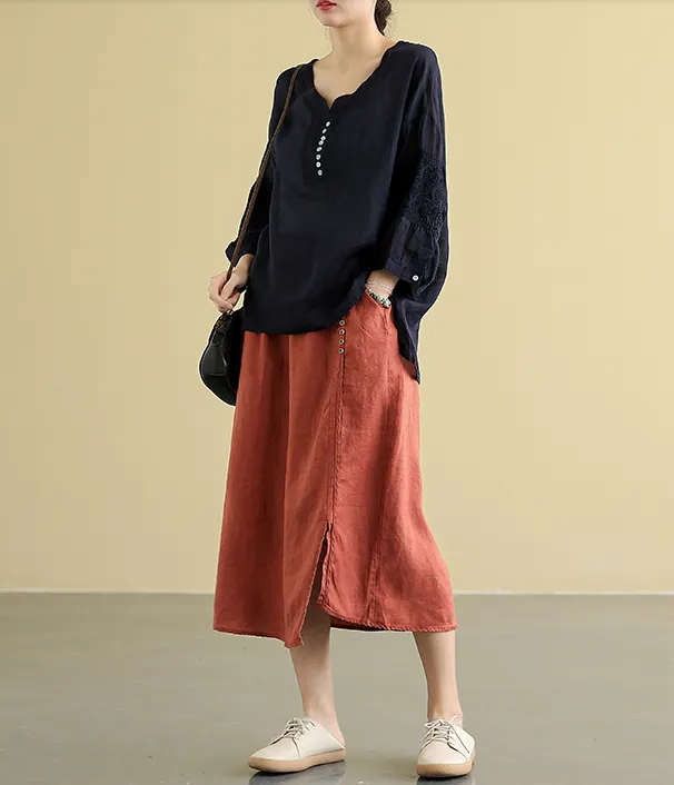 Casual linen loose fitting Women's Skirts  DZA2005107