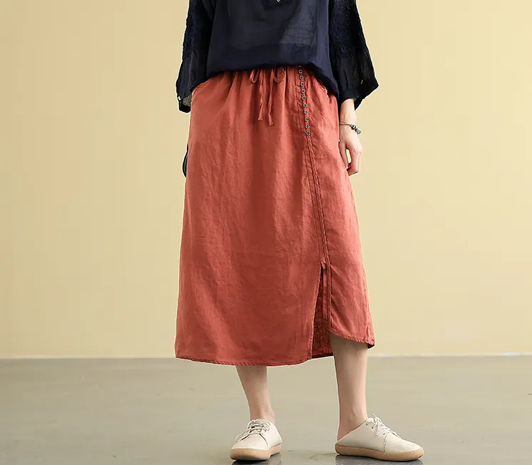 Casual linen loose fitting Women's Skirts  DZA2005107