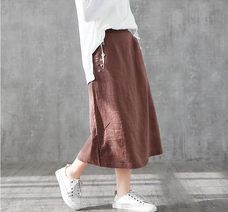 Casual Linen loose fitting Women's Skirts DZA2006135