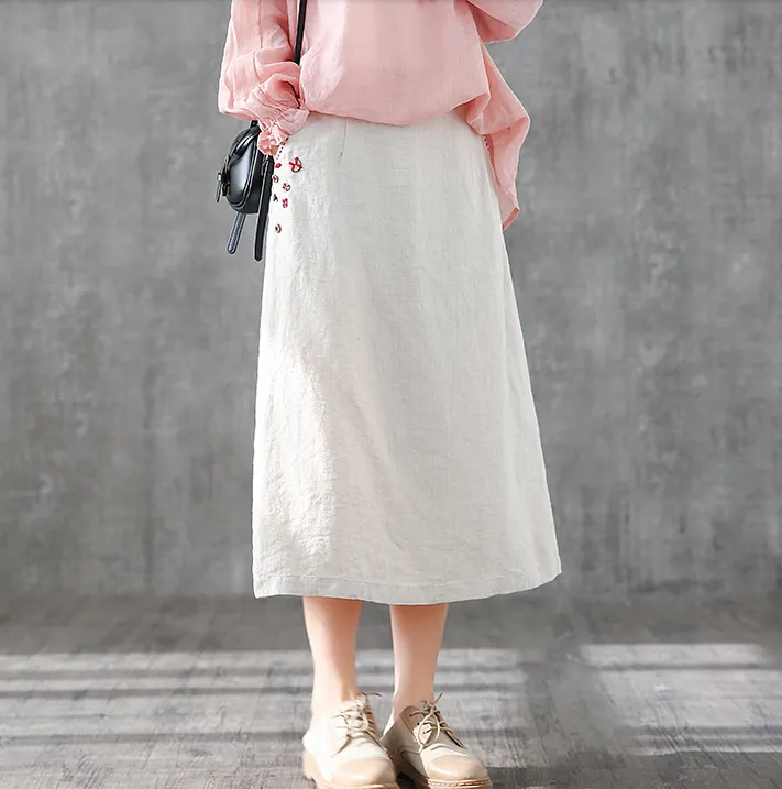 Casual Linen loose fitting Women's Skirts DZA2006135