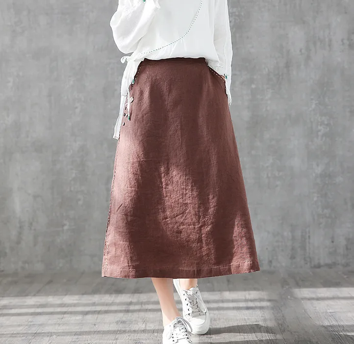 Casual Linen loose fitting Women's Skirts DZA2006135