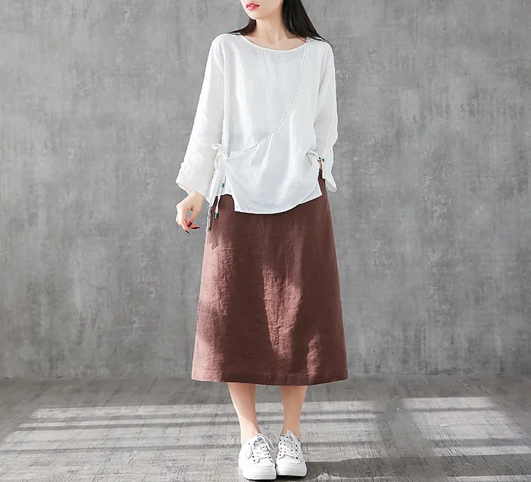 Casual Linen loose fitting Women's Skirts DZA2006135