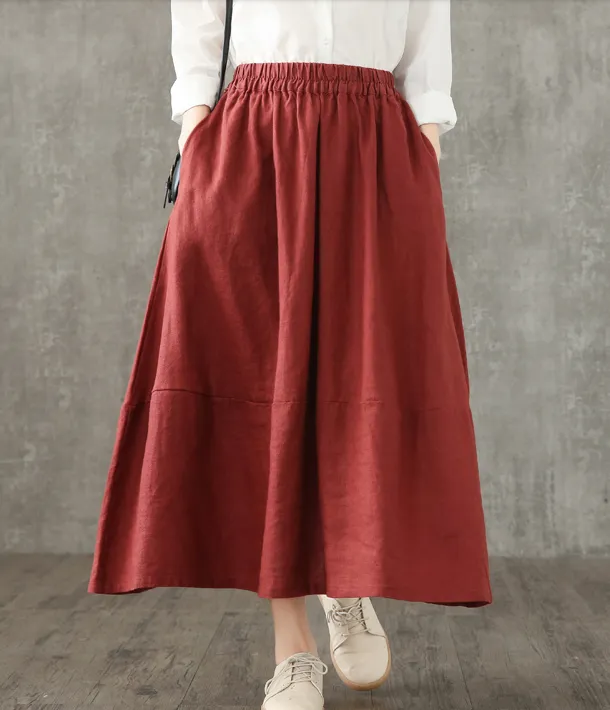 Casual linen loose fitting Women's Skirts DZA2007125