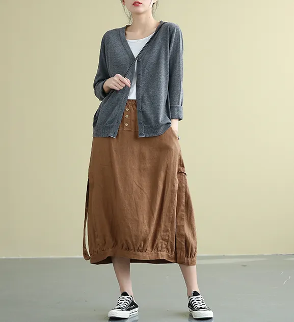 Casual Linen loose fitting Women's Skirts DZA2007192