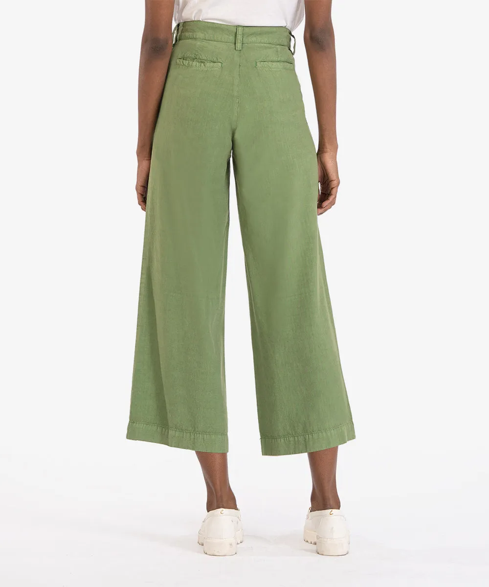 Charlotte Crop Wide Leg Trousers - Moss Green