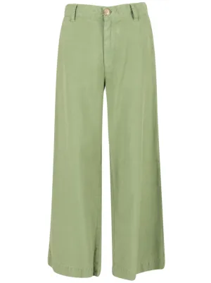 Charlotte Crop Wide Leg Trousers - Moss Green