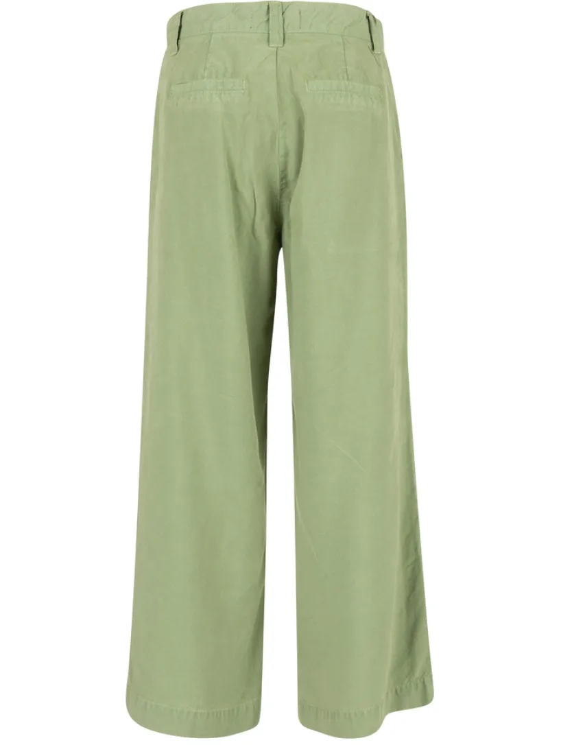 Charlotte Crop Wide Leg Trousers - Moss Green