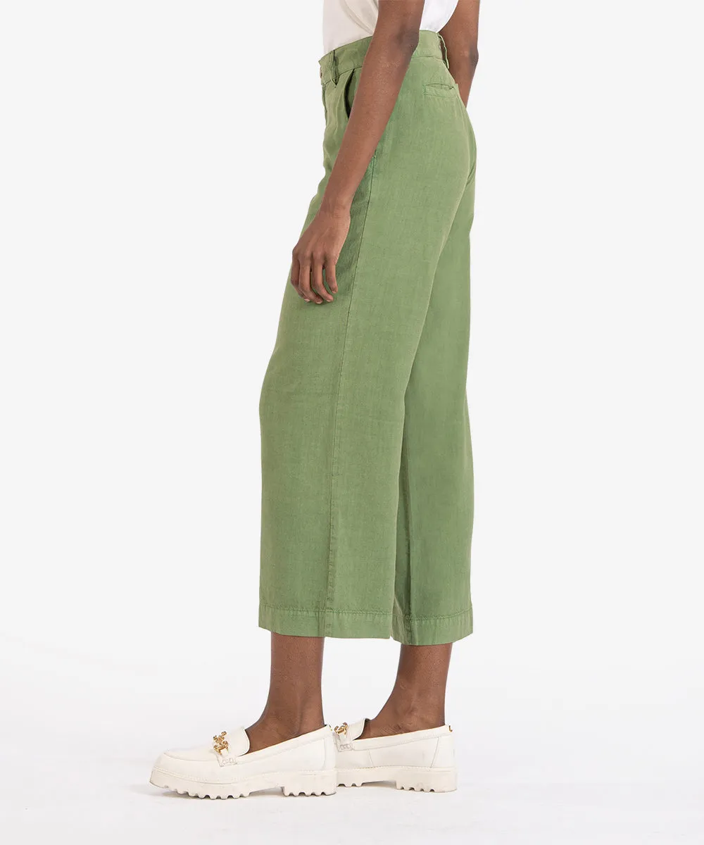 Charlotte Crop Wide Leg Trousers - Moss Green