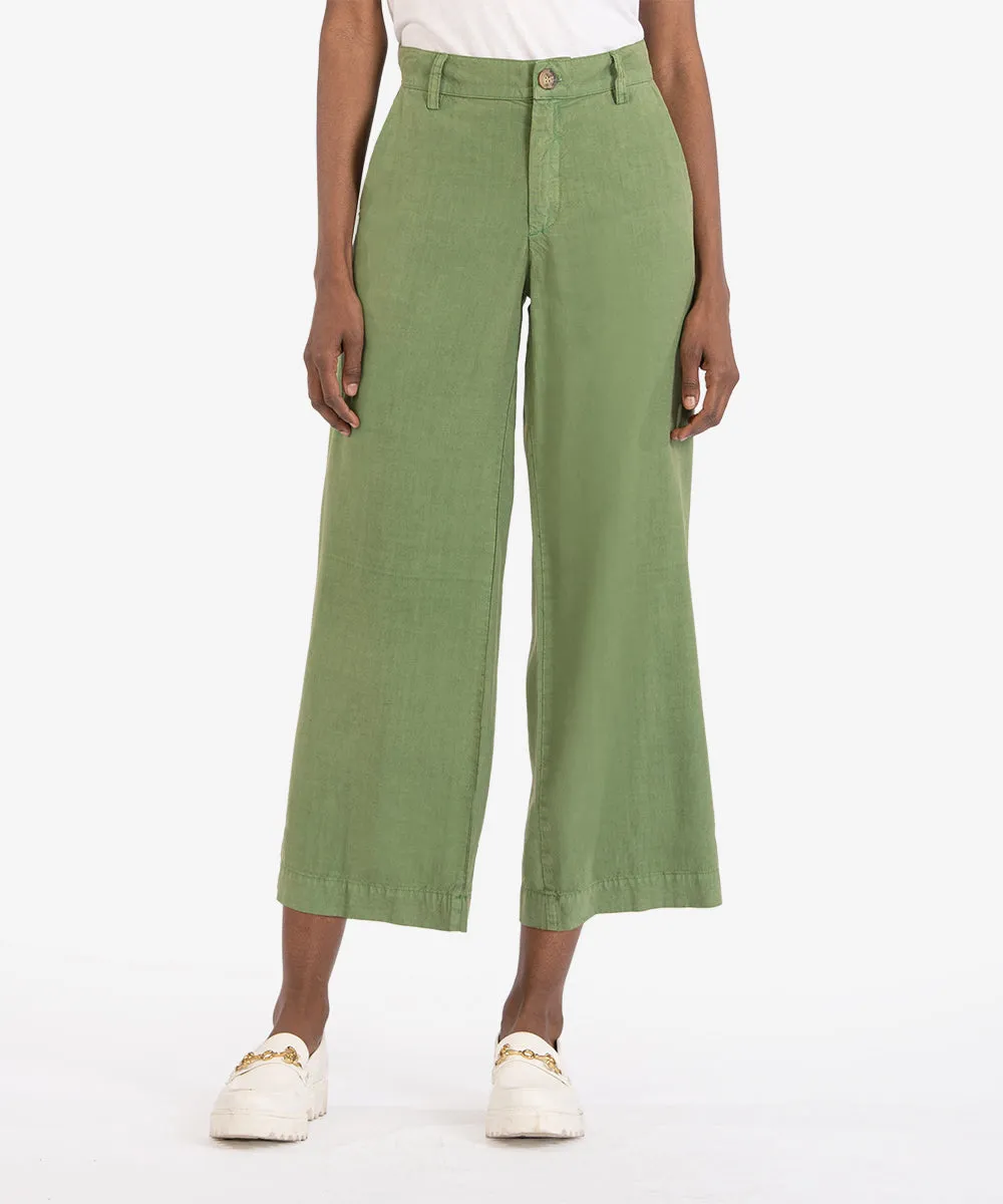 Charlotte Crop Wide Leg Trousers - Moss Green