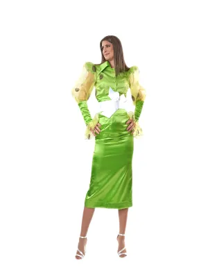 Chartreuse High Waist Satin Pencil Skirt in Sizes XS S M L XL 2XL 3XL