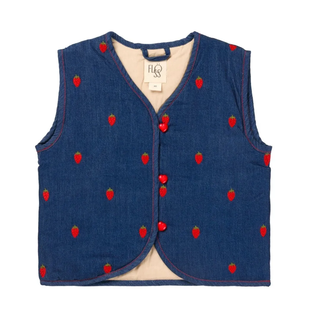 Colette Quilted Vest  Berry Denim