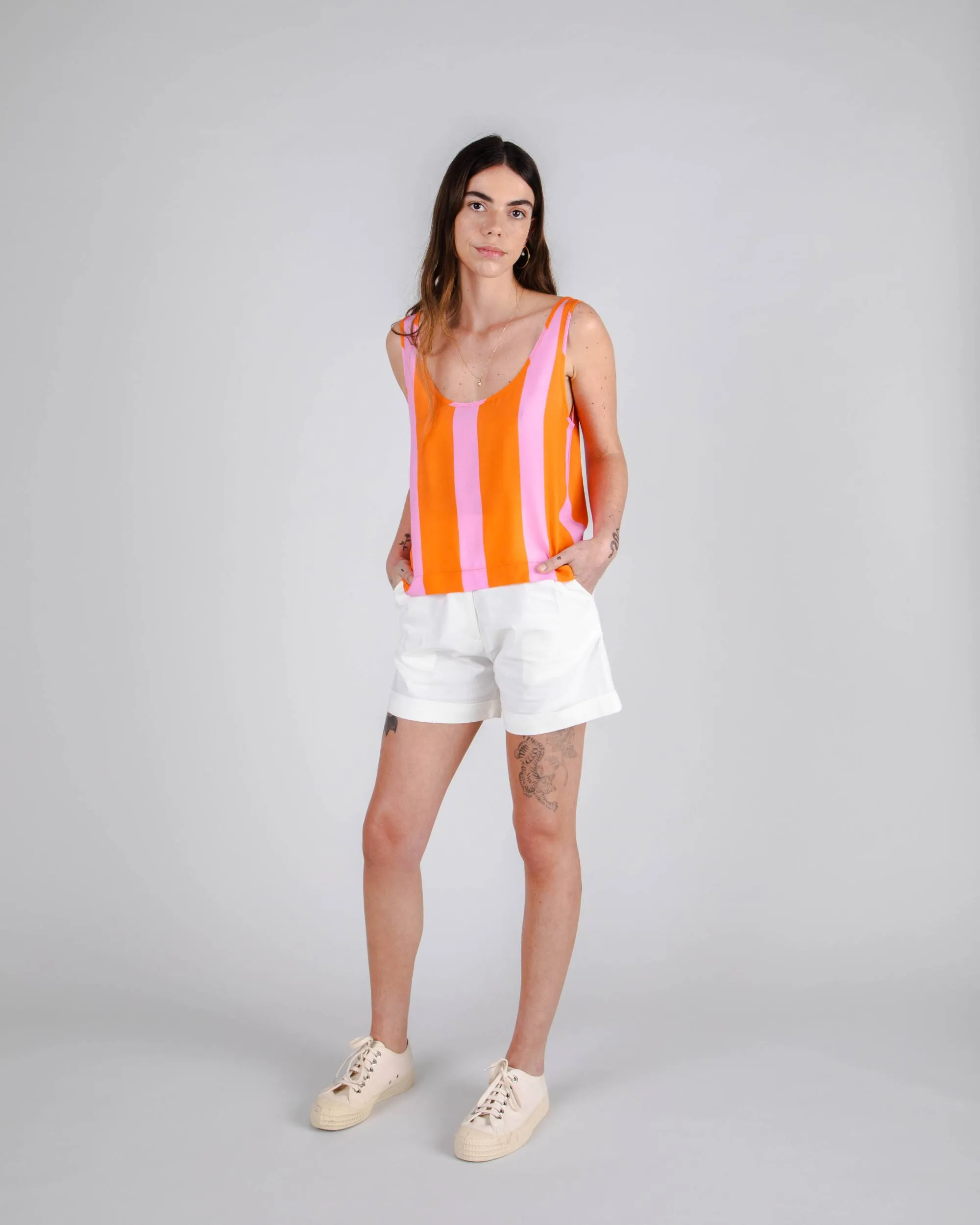 Color Block Tank Top Orange