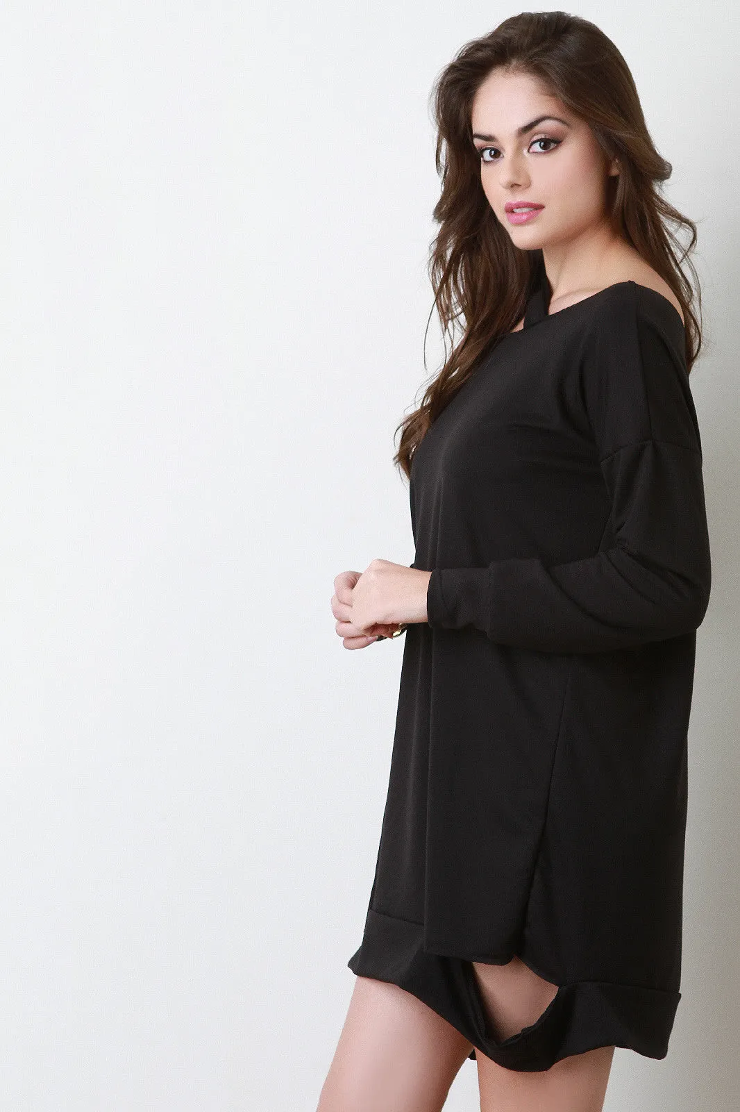 Deconstructed Asymmetrical Sweater Dress