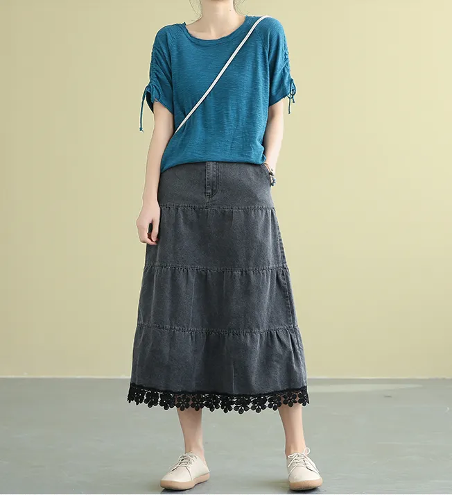 Denim Casual Cotton loose fitting Women's Skirts DZA2007183