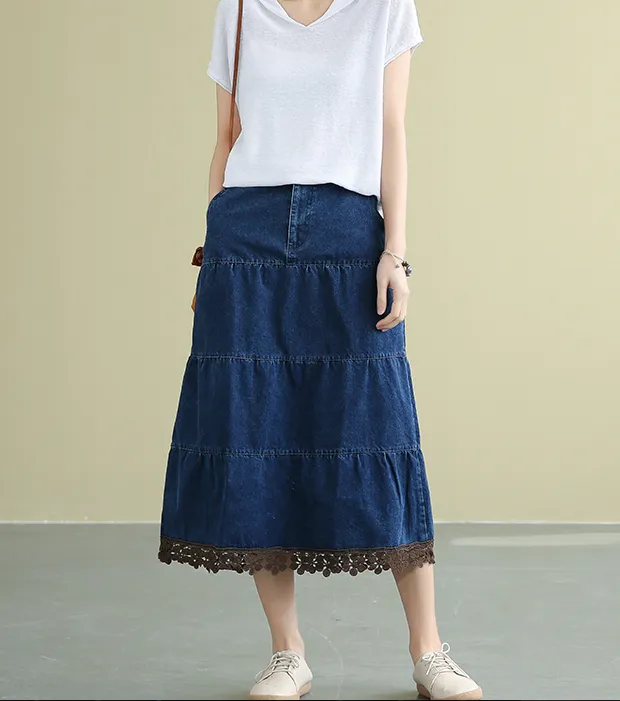 Denim Casual Cotton loose fitting Women's Skirts DZA2007183