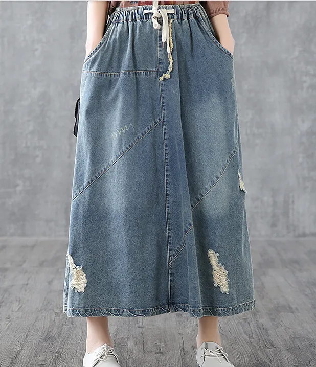 Denim Casual loose fitting Women's Skirts  DZA200634