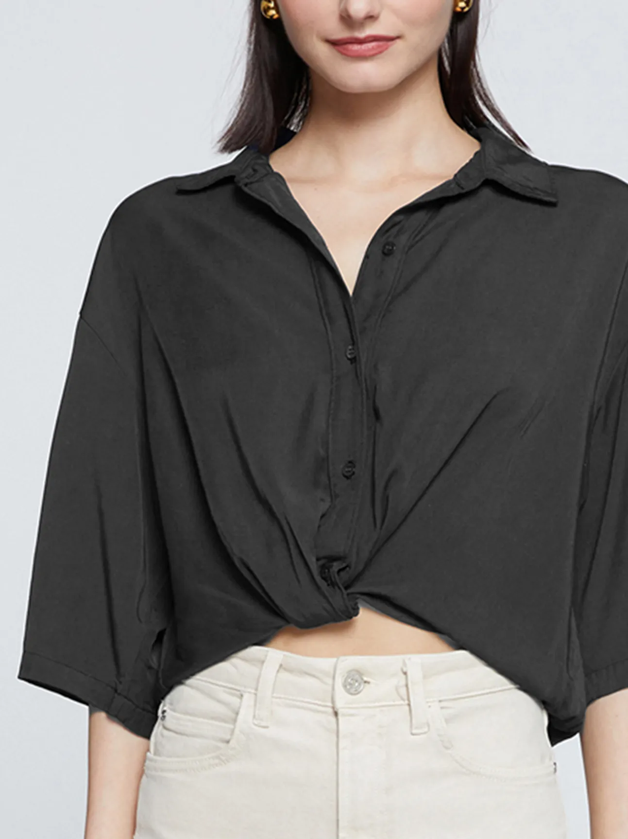 Dove Modal Cropped Twist Shirt