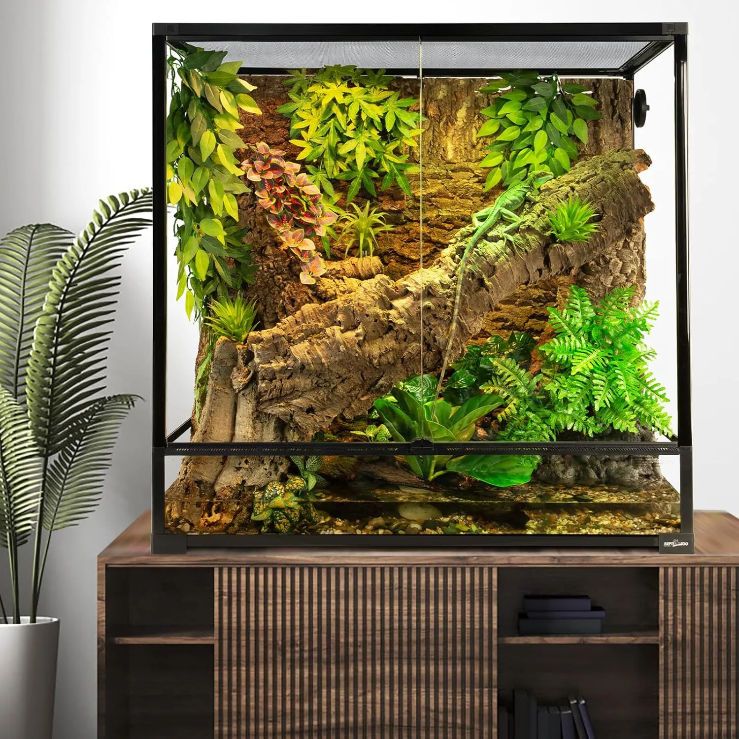 Extra Large Tall Reptile Tank 36x18x36inch 100 Gallon with Mesh for Chameleon Arboreal Lizard Frog, Water-Land Turtle Tortoise Aqua Tank with Drainage Pipe