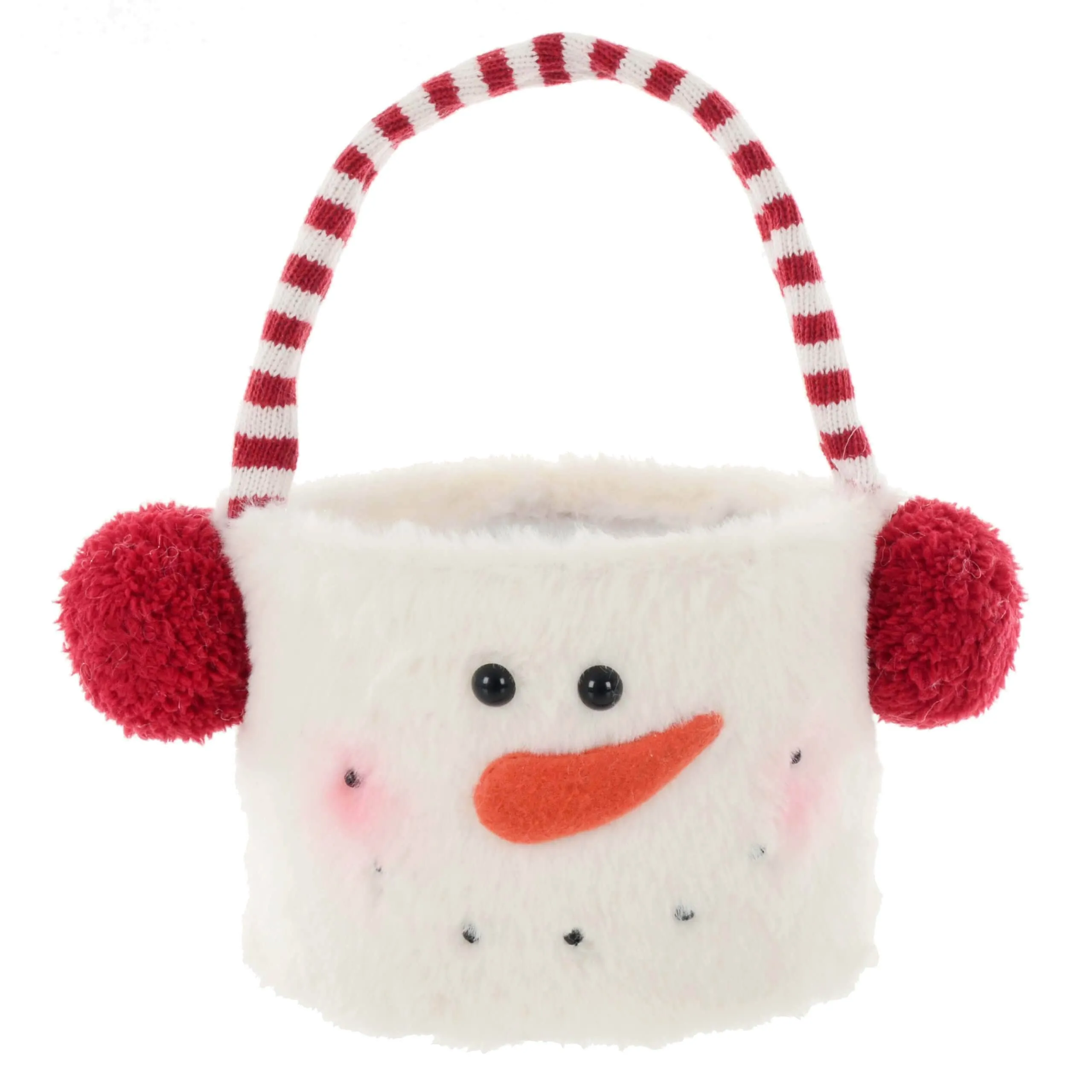 Fabric Christmas Treats Bucket Fleece Snowman Santa 26cm