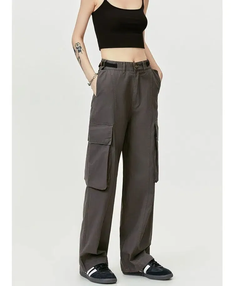 Flap Pocket Belted Strap Cargo Pants