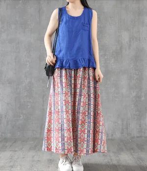 Floral Casual Cotton loose fitting Women's Skirts DZA2006161