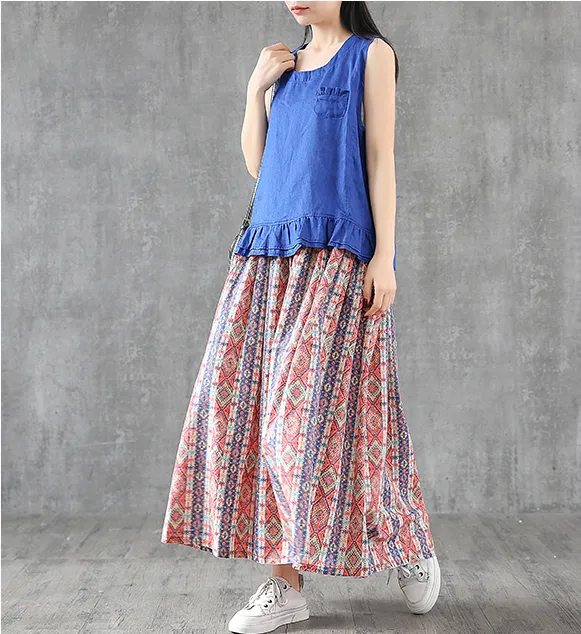 Floral Casual Cotton loose fitting Women's Skirts DZA2006161