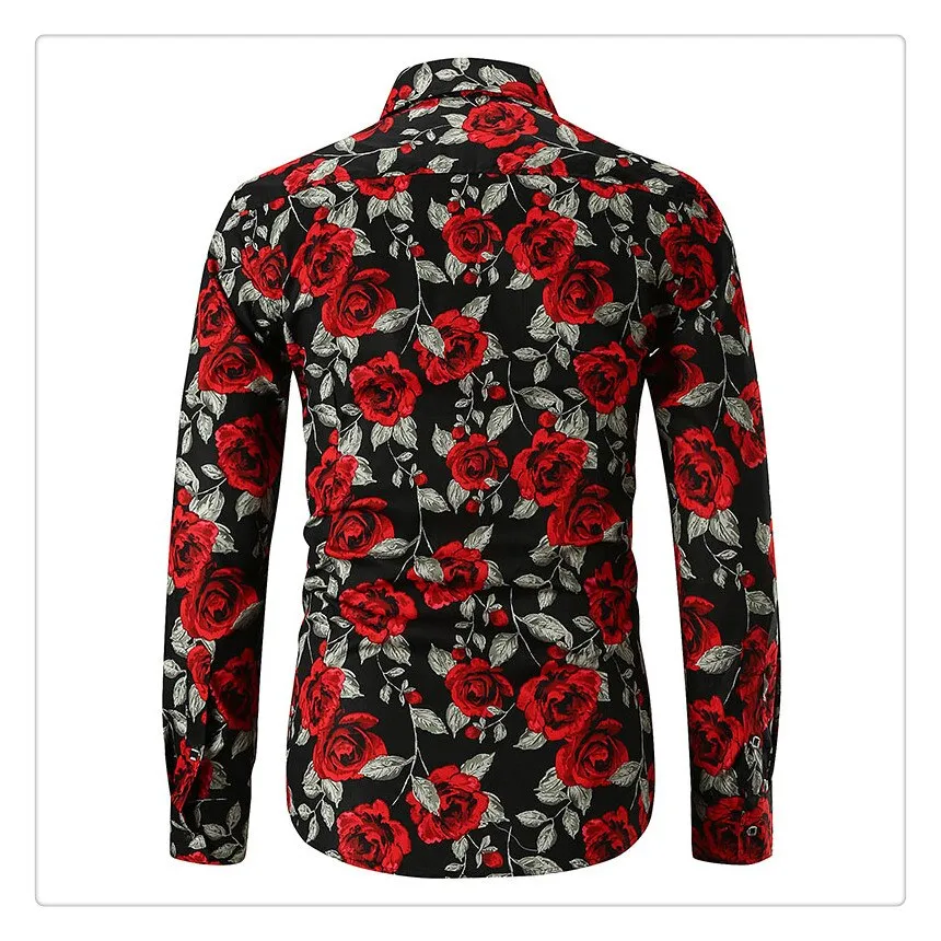 Funki Buys | Shirts | Men's Floral Print Long Sleeved Dress Shirt