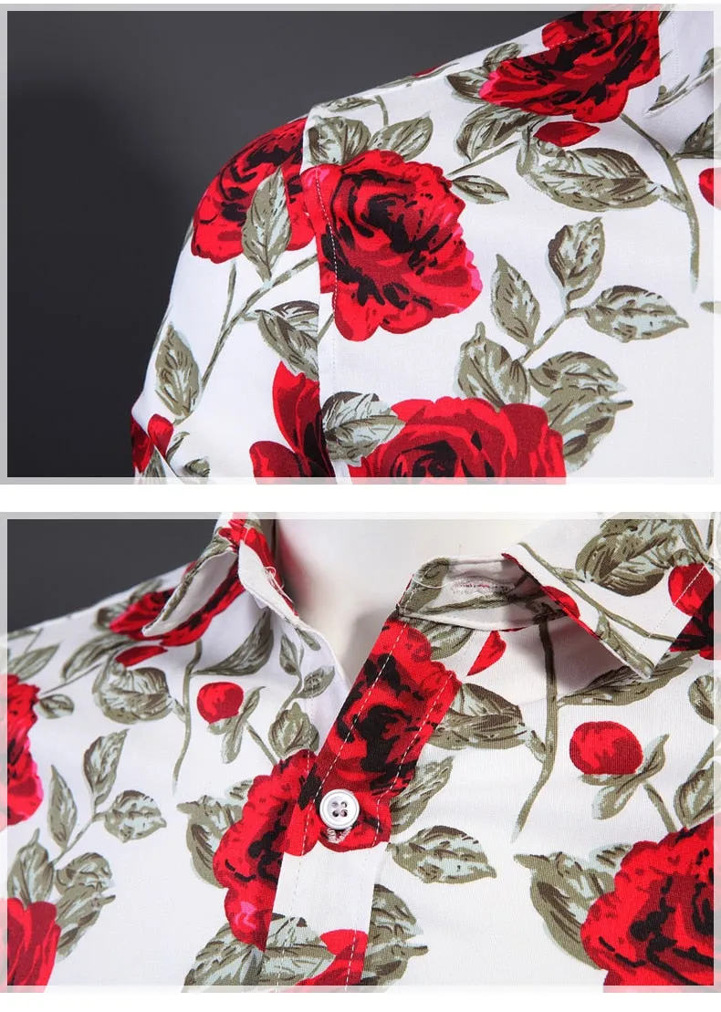 Funki Buys | Shirts | Men's Floral Print Long Sleeved Dress Shirt