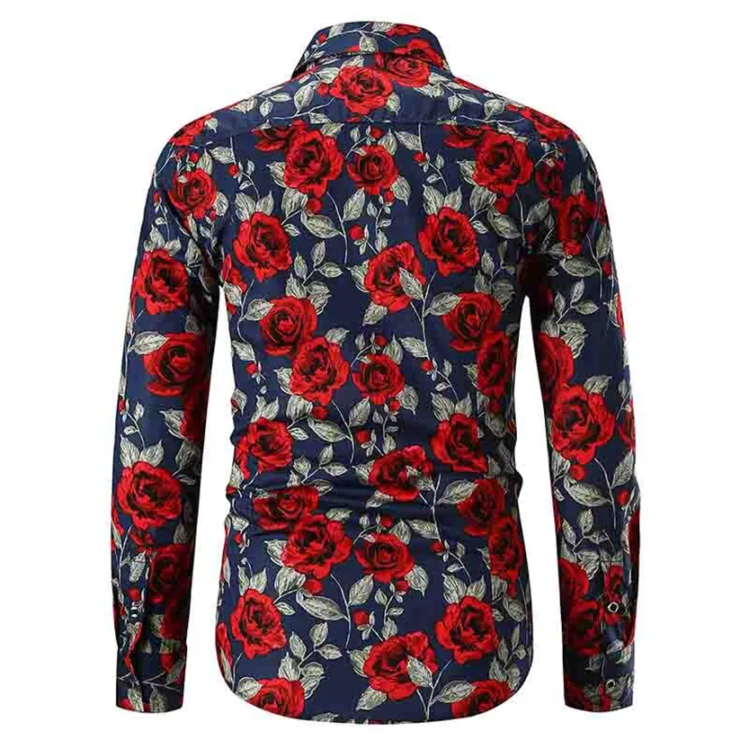 Funki Buys | Shirts | Men's Floral Print Long Sleeved Dress Shirt