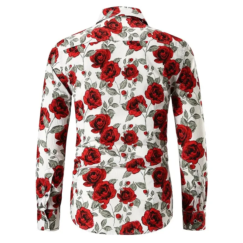 Funki Buys | Shirts | Men's Floral Print Long Sleeved Dress Shirt