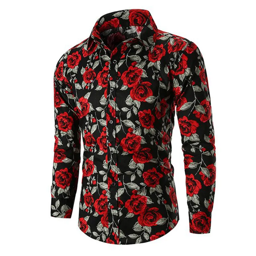 Funki Buys | Shirts | Men's Floral Print Long Sleeved Dress Shirt