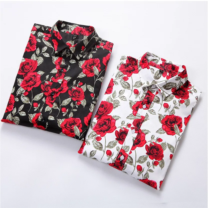 Funki Buys | Shirts | Men's Floral Print Long Sleeved Dress Shirt