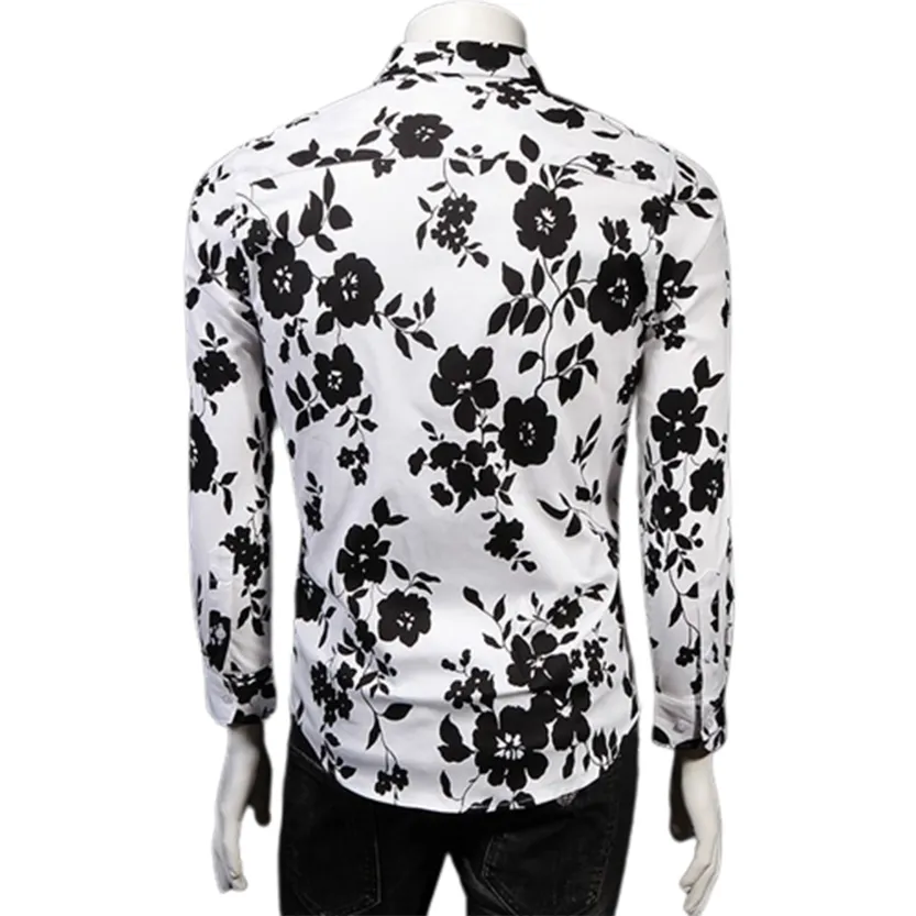 Funki Buys | Shirts | Men's Floral Print Long Sleeved Dress Shirt