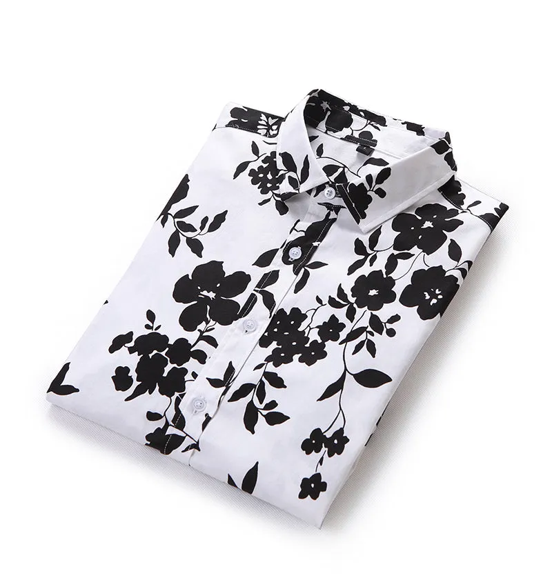 Funki Buys | Shirts | Men's Floral Print Long Sleeved Dress Shirt