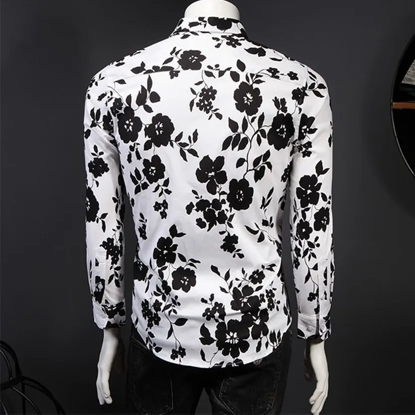 Funki Buys | Shirts | Men's Floral Print Long Sleeved Dress Shirt