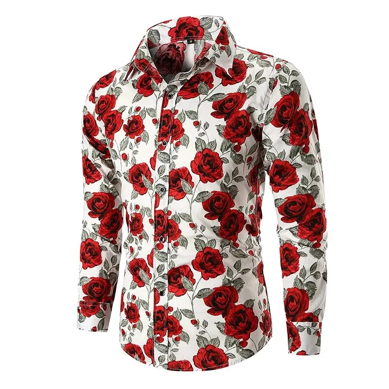 Funki Buys | Shirts | Men's Floral Print Long Sleeved Dress Shirt