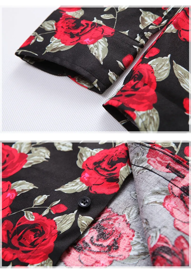 Funki Buys | Shirts | Men's Floral Print Long Sleeved Dress Shirt