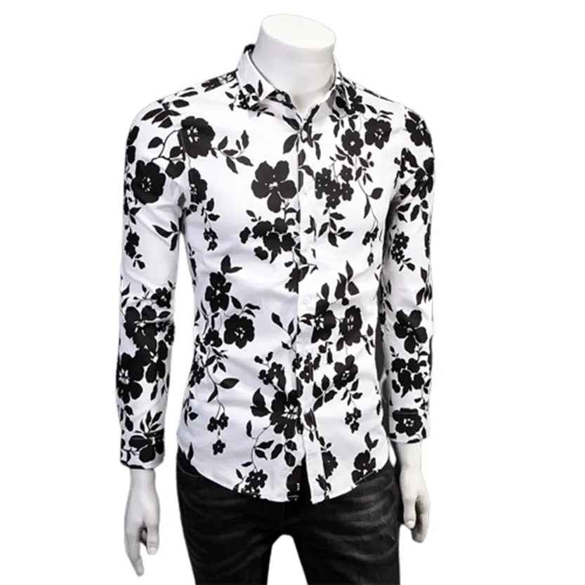 Funki Buys | Shirts | Men's Floral Print Long Sleeved Dress Shirt