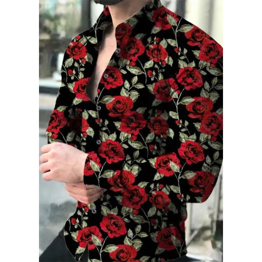 Funki Buys | Shirts | Men's Floral Print Long Sleeved Dress Shirt