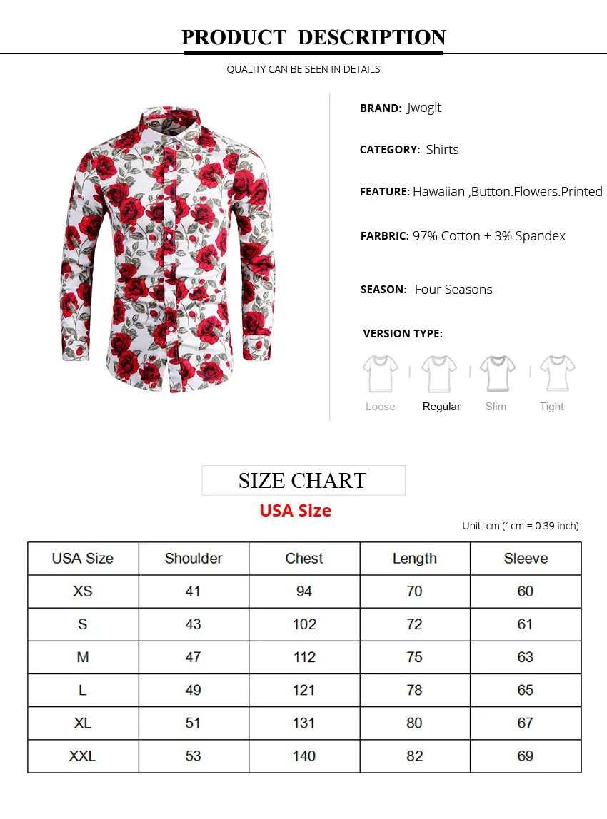 Funki Buys | Shirts | Men's Floral Print Long Sleeved Dress Shirt