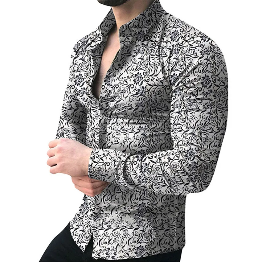 Funki Buys | Shirts | Men's Long Sleeve SlimFit Floral Dress Shirt