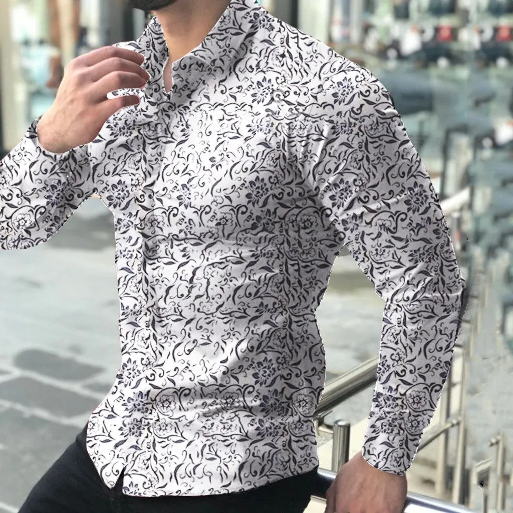 Funki Buys | Shirts | Men's Long Sleeve SlimFit Floral Dress Shirt