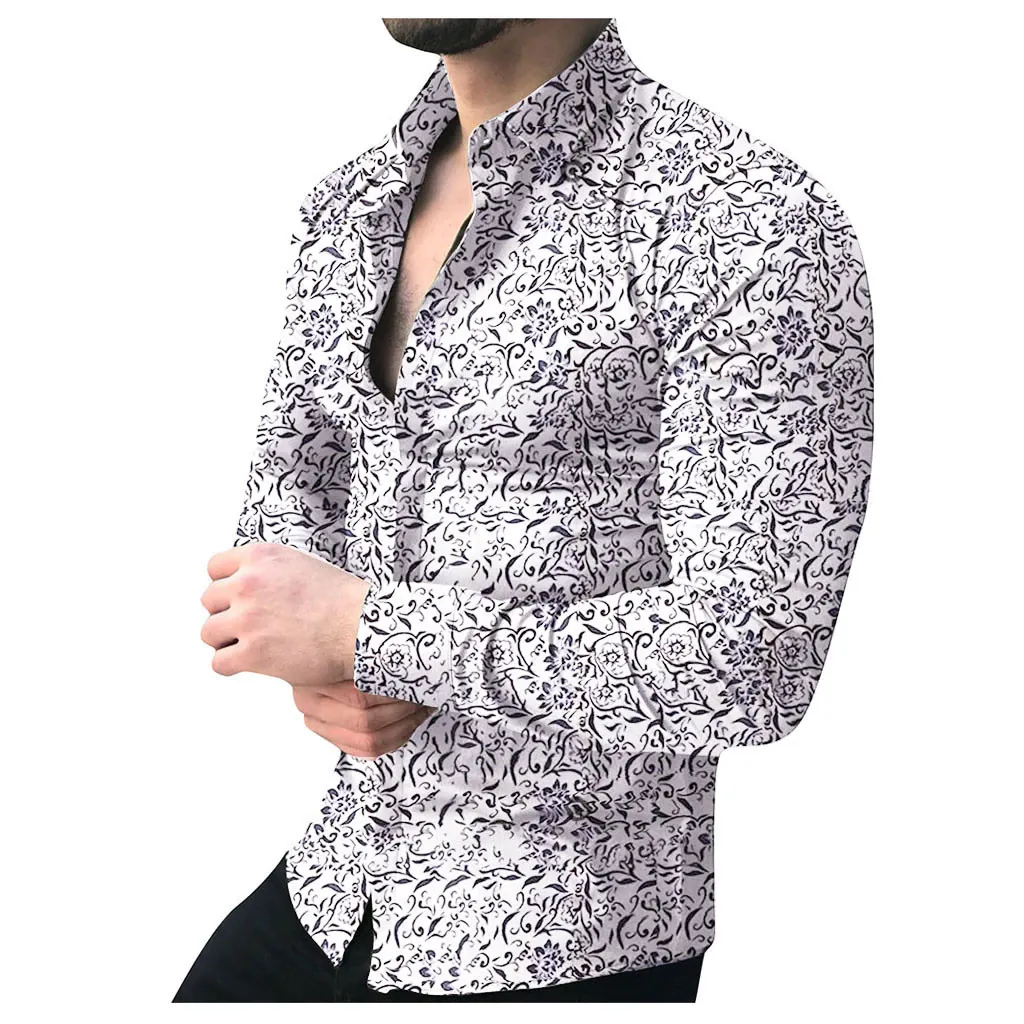 Funki Buys | Shirts | Men's Long Sleeve SlimFit Floral Dress Shirt