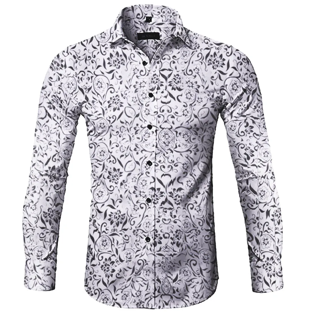 Funki Buys | Shirts | Men's Long Sleeve SlimFit Floral Dress Shirt